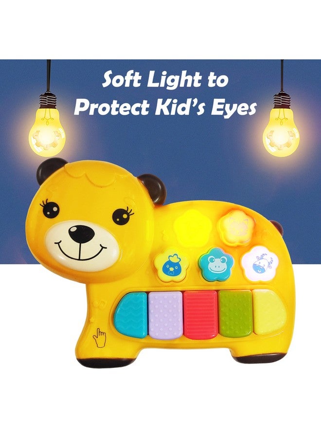 VGRASSP 5 Keys 3 Modes Music Melody Cute Animal Face Mini Piano Toy For Kids And Toddlers with Touch Conversion Mode Change, Animal Sound And Flashing Colorful Lights - Color As Per Stock (Bear Piano) - Image 4