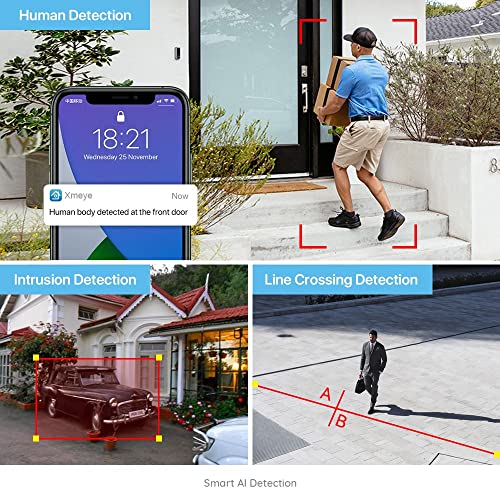 Eversecu 4CH Smart Wireless Security Camera System 4pcs 2K 3MP Outdoor Cameras & DVR Kit Support Face Capture/Record&Playback, Line Crossing/Intrusion Detection, Smartphone PC Remote View - Image 3