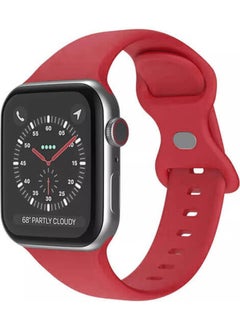 Wozlo Apple Watch 1, 2, 3, 4, 5, 6, 7, 8, Se Silicone Band Strap - S-M Size 38/40/41MM - Red  - Image 3