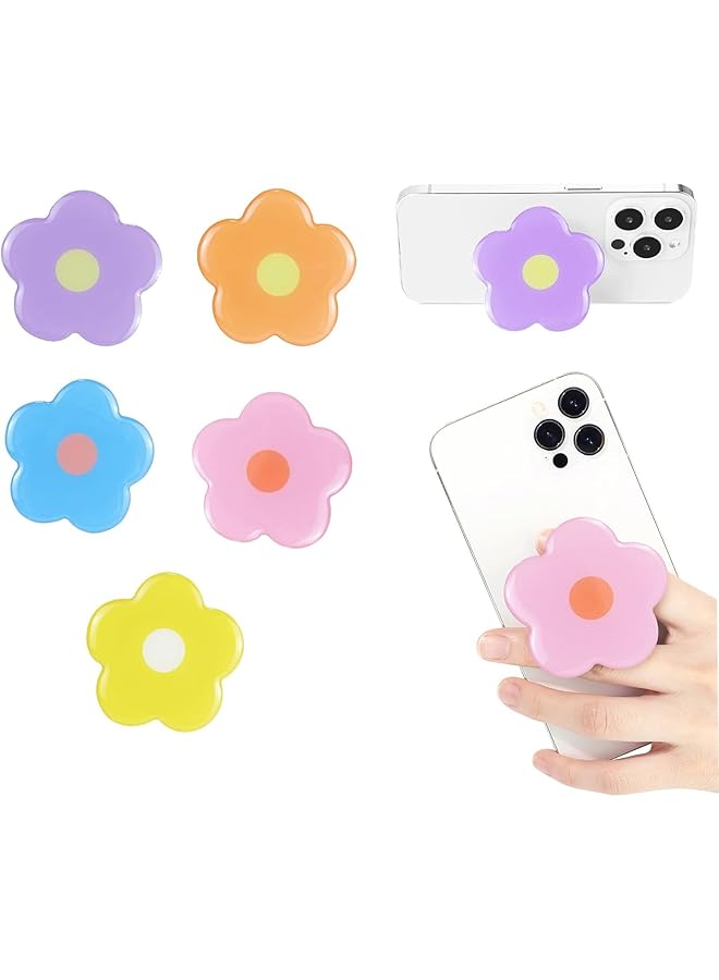 إيروريكس حامل هاتف من السيليكون مكون من 5 قطع على شكل زهرة، حامل هاتف خلوي ثنائي الأبعاد قابل للطي والتمدد، ملحق للهواتف الذكية والأجهزة اللوحية، حامل علوي قابل للتبديل ومقبض للهواتف الذكية والأجهزة اللوحية - Image 1