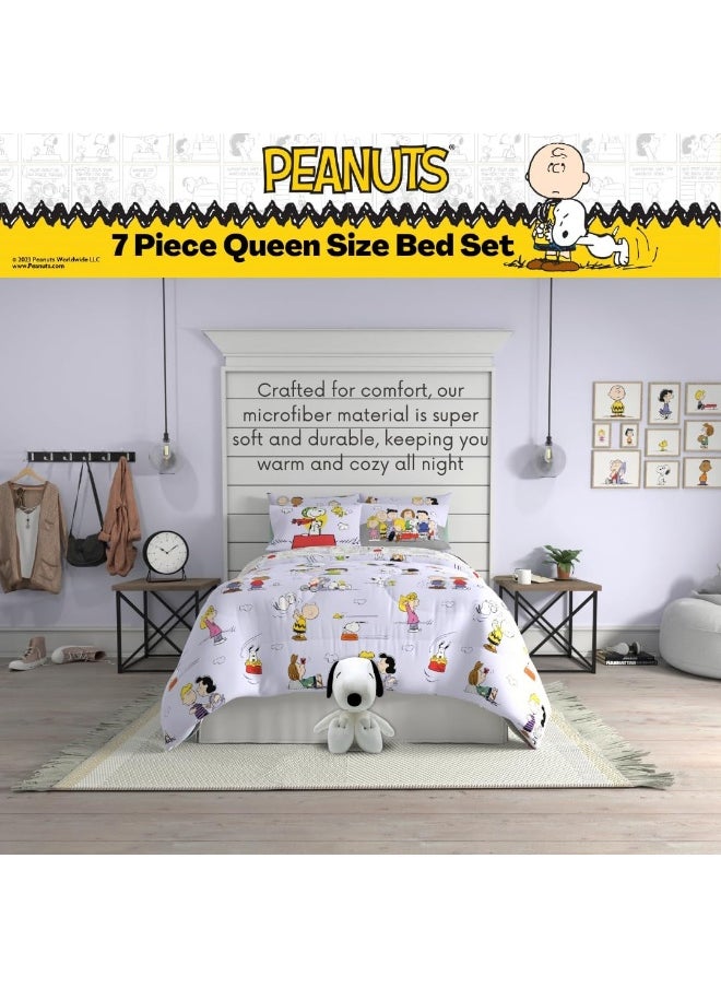 Franco Franco Collectibles Peanuts Multi Character Bedding 7 Piece Super Soft Comforter and Sheet Set with Sham, Queen  - Image 4