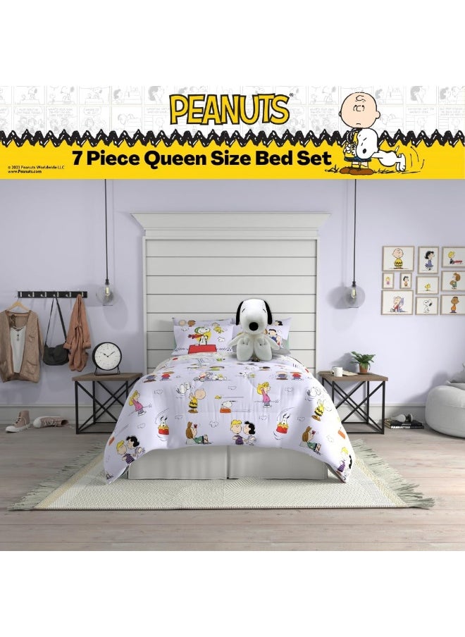 Franco - Franco Collectibles Peanuts Multi Character Bedding 7 Piece Super Soft Comforter and Sheet Set with Sham, Queen - Image 1