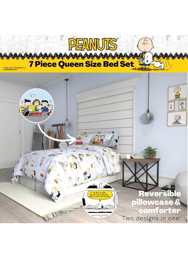 Franco Franco Collectibles Peanuts Multi Character Bedding 7 Piece Super Soft Comforter and Sheet Set with Sham, Queen  - Image 5