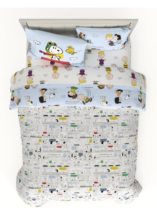 Franco Franco Collectibles Peanuts Multi Character Bedding 7 Piece Super Soft Comforter and Sheet Set with Sham, Queen  - Image 2