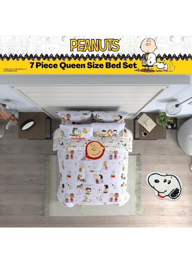Franco - Franco Collectibles Peanuts Multi Character Bedding 7 Piece Super Soft Comforter and Sheet Set with Sham, Queen - Image 1