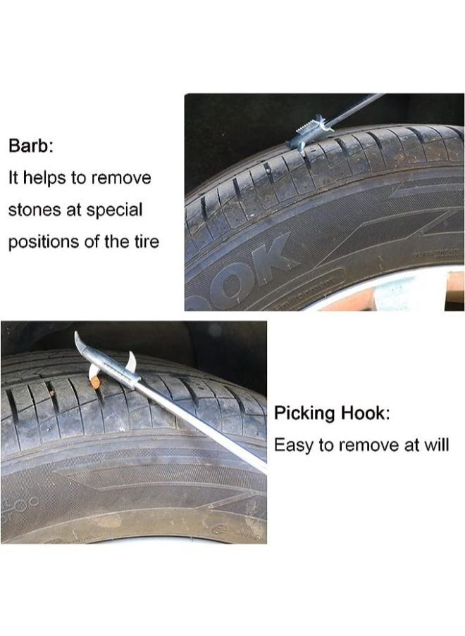No branded - 2 Pieces Car Tire Cleaning Hooks Tire Stone Remover Tool for Car Motor Bike Tires Stainless Steel Hook Car Tire Cleaning Tools - Image 1
