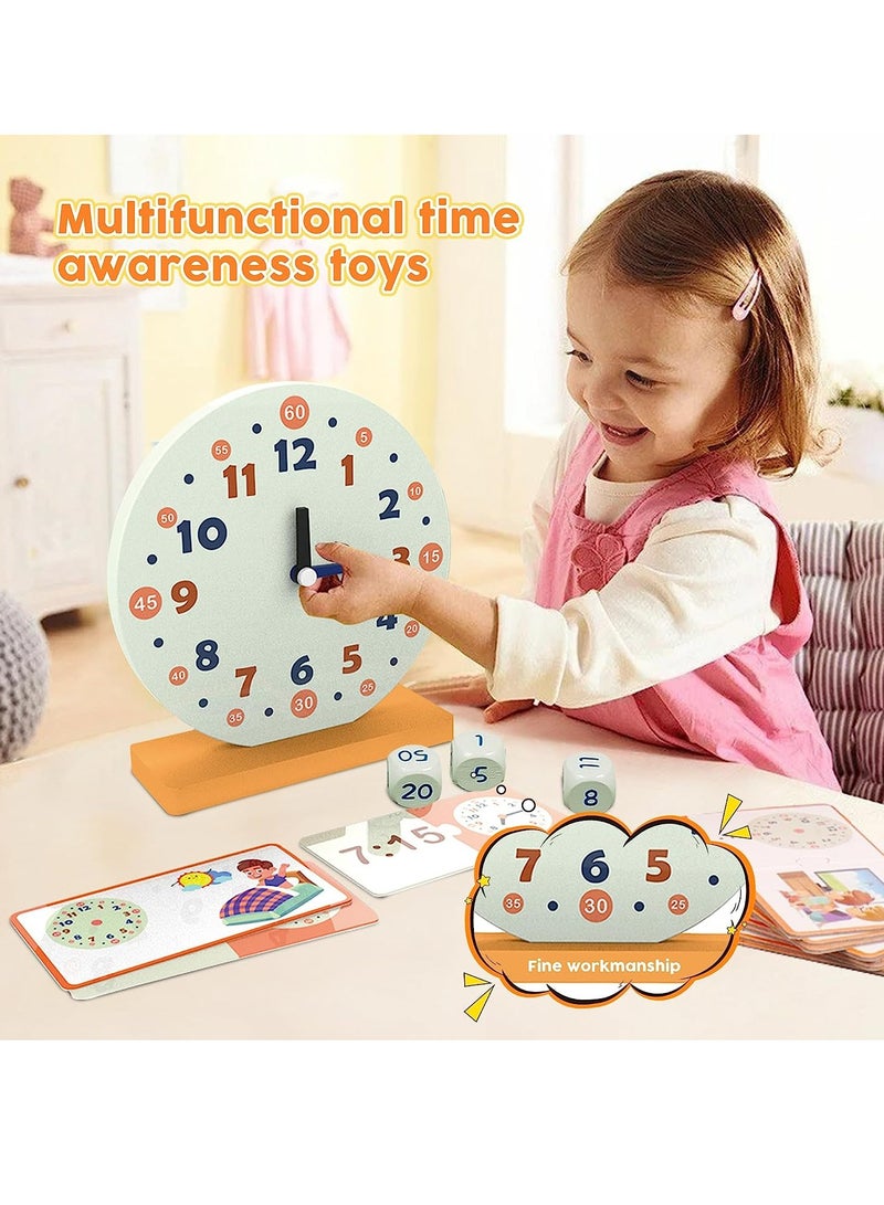 SYOSI Wooden Toys for Learning Clock Game Set, Learning Clocks for Kids, Educational Resource for Clocks and Time Teaching Aids, Homeschool Supplies-Telling Time Teaching Clock for Kids Ages 3+  - Image 5