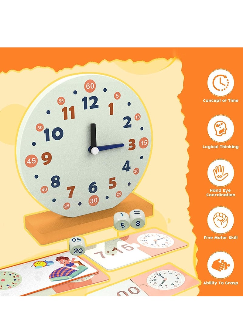 SYOSI Wooden Toys for Learning Clock Game Set, Learning Clocks for Kids, Educational Resource for Clocks and Time Teaching Aids, Homeschool Supplies-Telling Time Teaching Clock for Kids Ages 3+  - Image 2