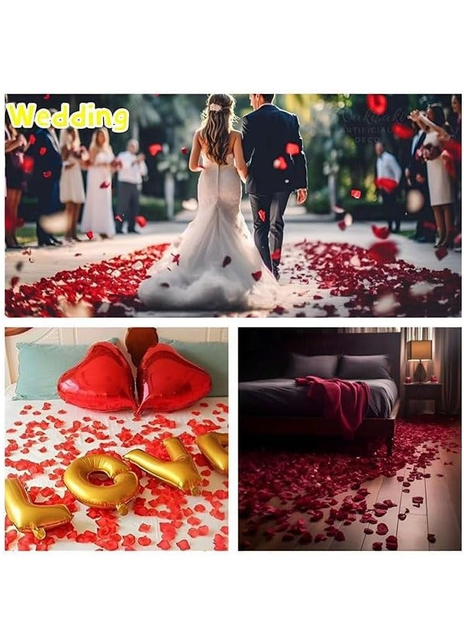 1000 قطعة من بتلات الورد الأحمر الداكن، بتلات زهور صناعية، بتلات ورد مزيفة من القماش، بتلات ورد حمراء حريرية لليلة رومانسية، زفاف، عيد الحب، المنزل، الفندق، الحديقة، باقة ديكورات الحفلات - Image 4