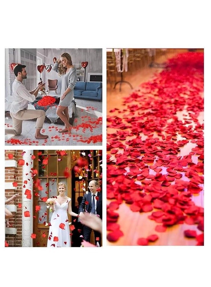 1000 قطعة من بتلات الورد الأحمر الداكن، بتلات زهور صناعية، بتلات ورد مزيفة من القماش، بتلات ورد حمراء حريرية لليلة رومانسية، زفاف، عيد الحب، المنزل، الفندق، الحديقة، باقة ديكورات الحفلات - Image 1