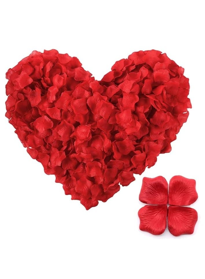 1000 قطعة من بتلات الورد الأحمر الداكن، بتلات زهور صناعية، بتلات ورد مزيفة من القماش، بتلات ورد حمراء حريرية لليلة رومانسية، زفاف، عيد الحب، المنزل، الفندق، الحديقة، باقة ديكورات الحفلات - Image 2