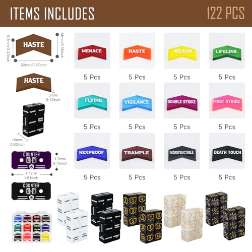 FIGURESLAB 122PCS MTG Keyword Tokens Dice Life Counter Set for MTG Accessories Health Tracker Life Counter Bulk Ability MTG Dice Set Compatible with TCG CCG Magic Card Gaming Accessories - Image 5