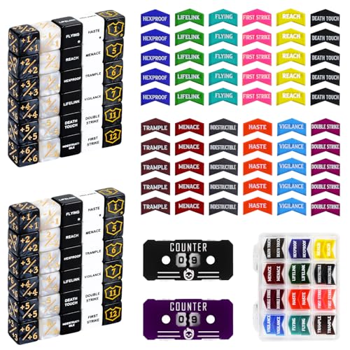 FIGURESLAB 122PCS MTG Keyword Tokens Dice Life Counter Set for MTG Accessories Health Tracker Life Counter Bulk Ability MTG Dice Set Compatible with TCG CCG Magic Card Gaming Accessories - Image 1