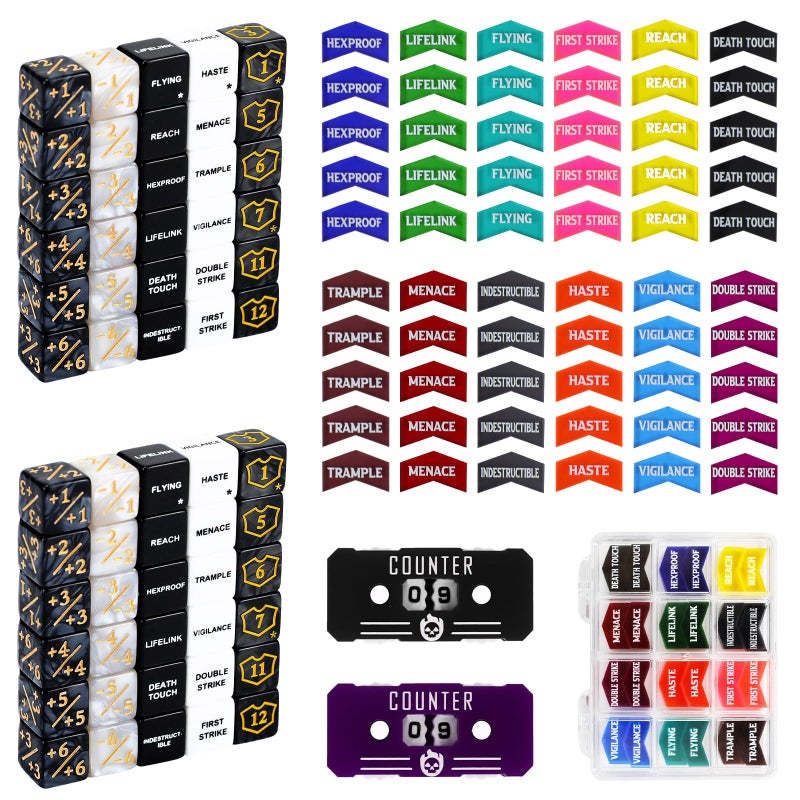FIGURESLAB 122PCS MTG Keyword Tokens Dice Life Counter Set for MTG Accessories Health Tracker Life Counter Bulk Ability MTG Dice Set Compatible with TCG CCG Magic Card Gaming Accessories - Image 3