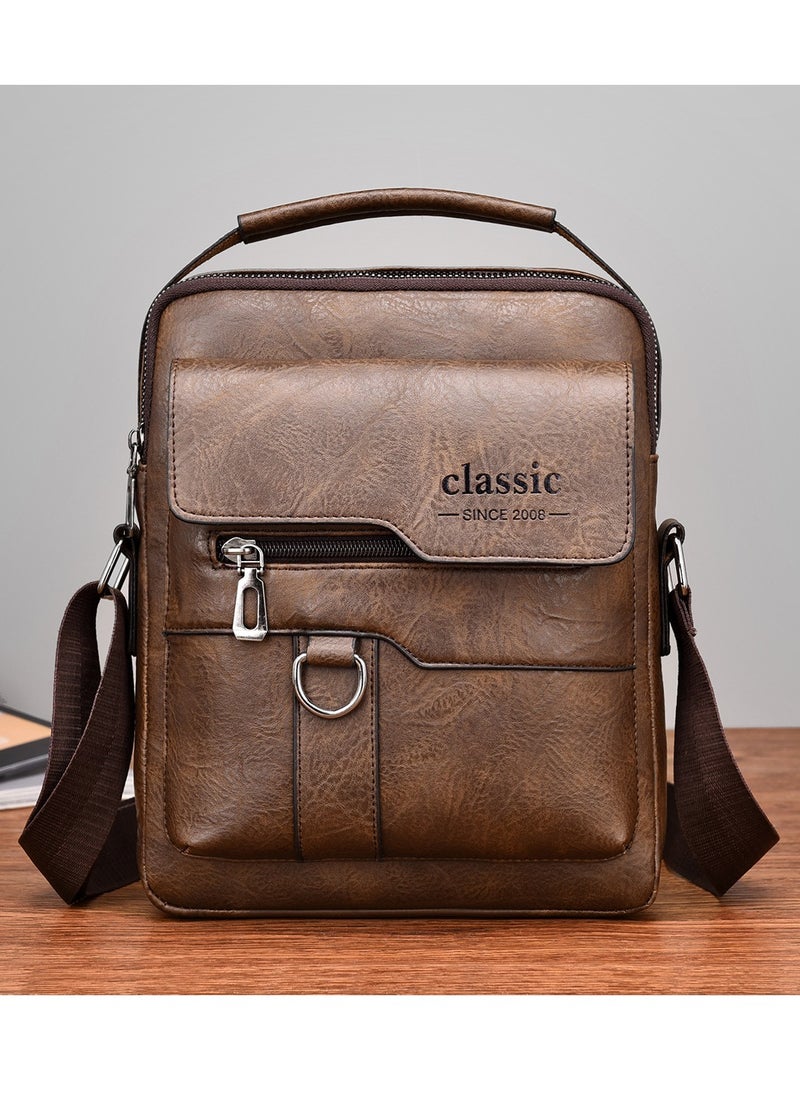 Kiffiyeh Mens Crossbody Messenger Bag with Vintage Design, Adjustable Strap, Abrasive Resistance and Water Resistance, Perfect for Work, Travel, and Office, Dark Brown.  - Image 1