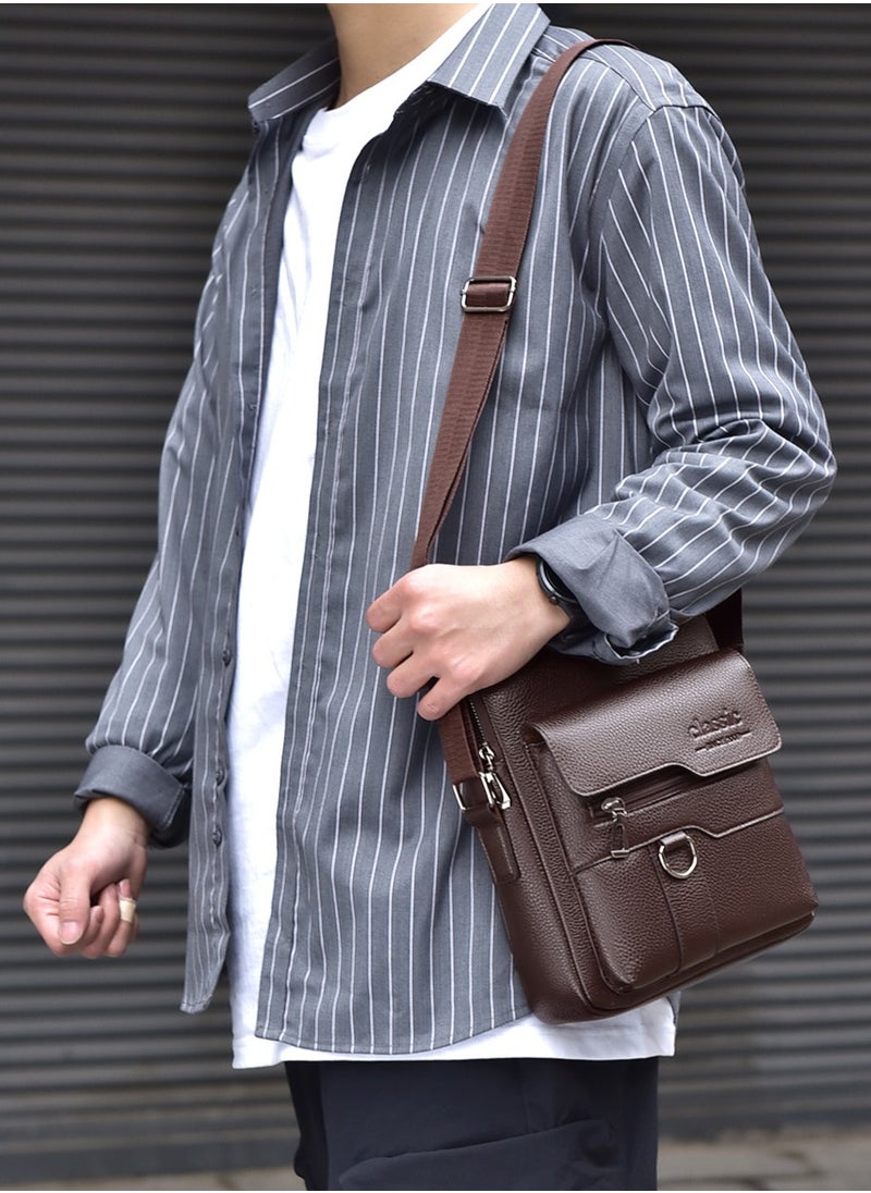 Kiffiyeh Mens Crossbody Messenger Bag with Vintage Design, Adjustable Strap, Abrasive Resistance and Water Resistance, Perfect for Work, Travel, and Office, Dark Brown.  - Image 2