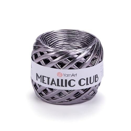 YarnArt Metallic Club Super Bulky T-Shirt 100% Polyester 6.35 oz / 180 gr, 60 yrds / 55 Meters, Shiny Colors, Handbag, Rug, Chic Night, Crochet Bag (8104) - Image 1