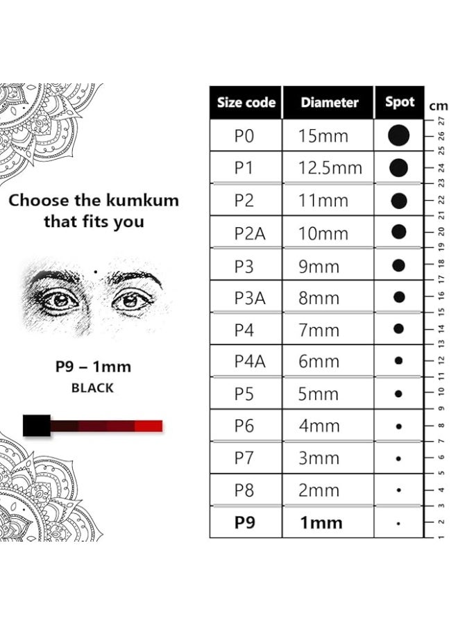 Eyetex Pallavi Sticker Bindi/Pottu|Round|Aloe Vera & Papaya Extracts|Breathable Non-Irritating Velvet Fabric|P9|Black|20 Flaps - Image 2