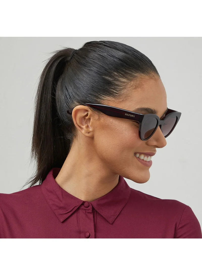 30Sundays DUSK Women Brown Sunglasses - Frame Material: Acetate - Lens Color: Brown- Frame Color: Burgundy - Full Rim