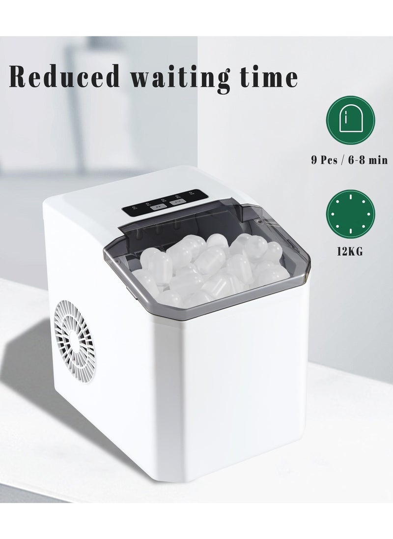 JoyousSto Bullet Ice Cube Maker 12kg/24 Hrs Ice Making Capacity with 9pcs Ice in 8 Minutes Per Cycle|1.3 L Water Container Capacity with LED Indicator 1.3 L 110 W WHITE  - Image 3
