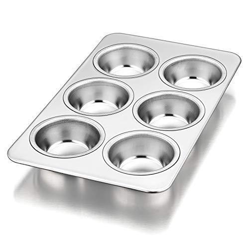 P&P CHEF Muffin Pan Cupcake Baking Pan Set, Stainless Steel Muffin Tin Tray for Mini Cake Tart Quiche, Oven & Dishwasher Safe, Non-toxic & Heavy-duty, (6 Cup, 1Pc) - Image 1