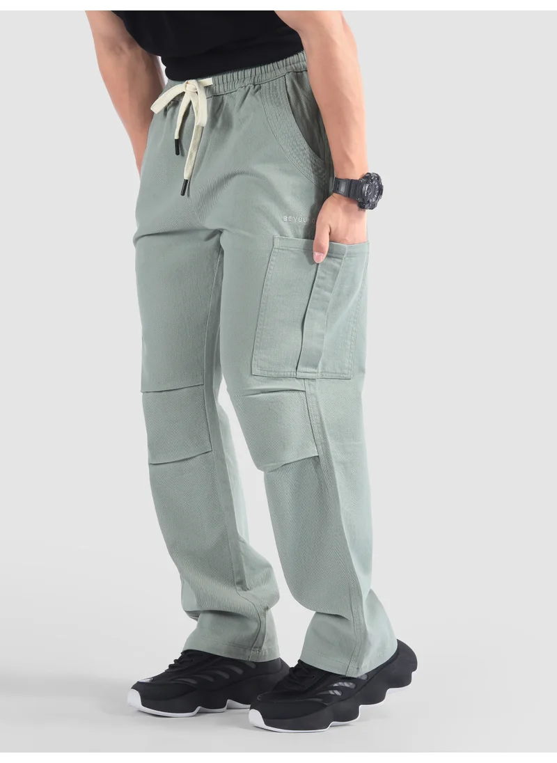 Beyoung Grey Double Pleated Cargo Pants