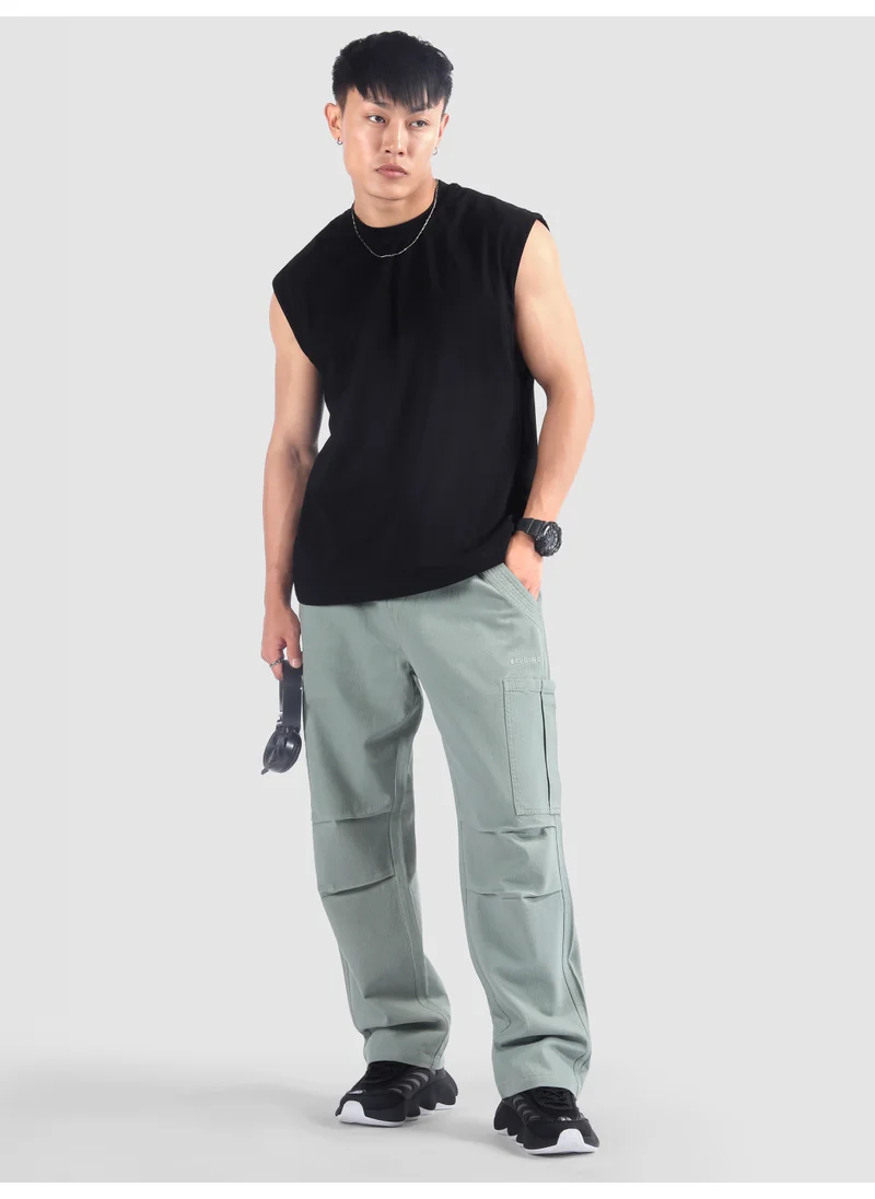 Beyoung Grey Double Pleated Cargo Pants