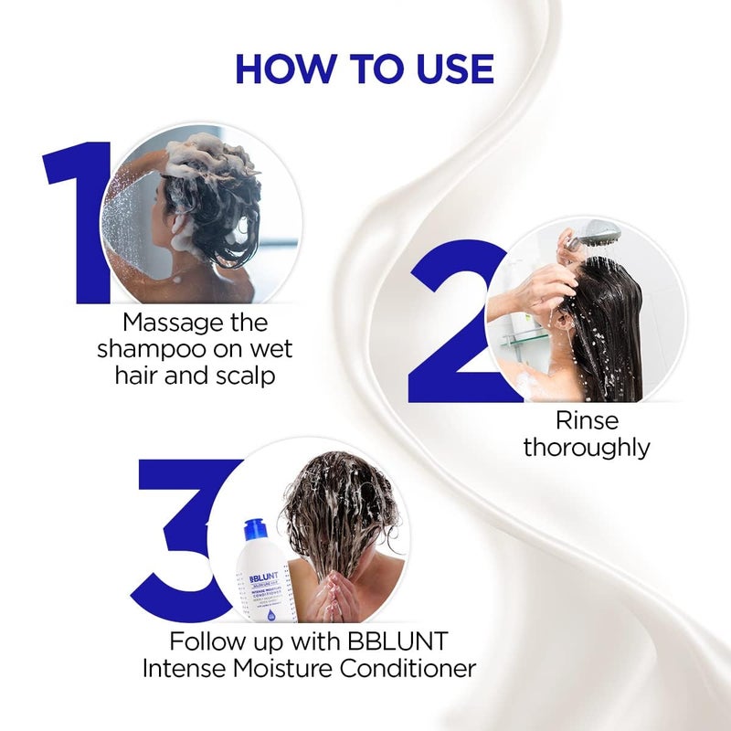 BBLUNT BBLUNT Intense Moisture Shampoo with Jojoba and Vitamin E for Dry  Frizzy Hair  300 ml Pack of 3 - Image 5