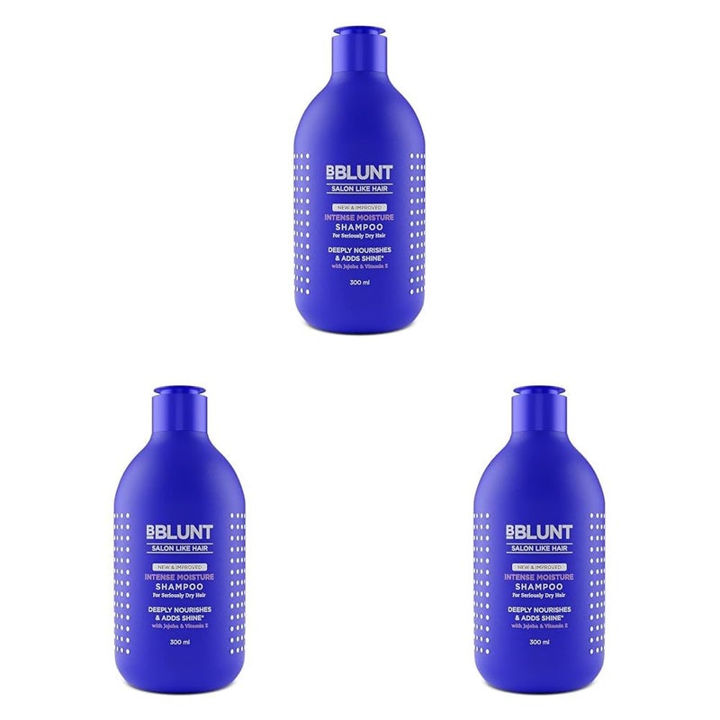 BBLUNT BBLUNT Intense Moisture Shampoo with Jojoba and Vitamin E for Dry  Frizzy Hair  300 ml Pack of 3 - Image 1
