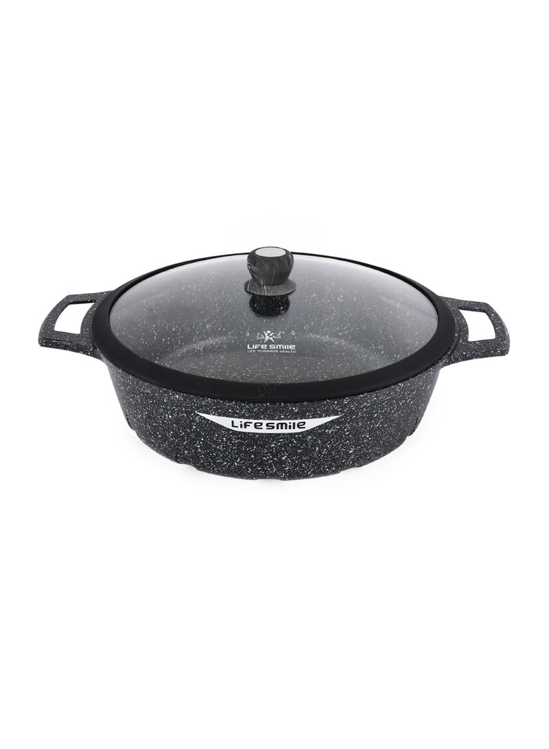 Life Smile 40cm Granite Non-Stick Shallow Pot with Glass Lid | Induction Bottom | Multi-Layer Granite Coating | 9.6L Capacity - Image 1