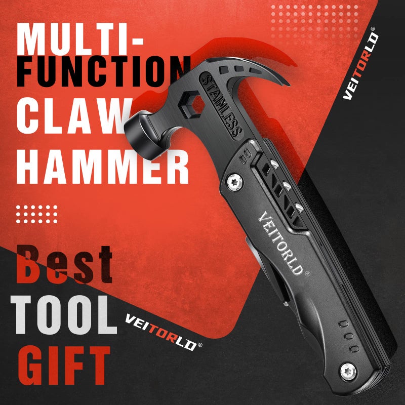 VEITORLD Christmas Stocking Stuffers, Gifts for Men Dad, Anniversary Birthday Gifts Idea for Him Husband Boyfriend, All in One Tools Hammer Multitool, Camping Hunting Hiking Xmas Presents, Cool Gadget - Image 2