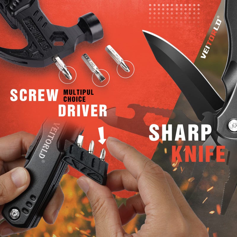 VEITORLD Christmas Stocking Stuffers, Gifts for Men Dad, Anniversary Birthday Gifts Idea for Him Husband Boyfriend, All in One Tools Hammer Multitool, Camping Hunting Hiking Xmas Presents, Cool Gadget - Image 4