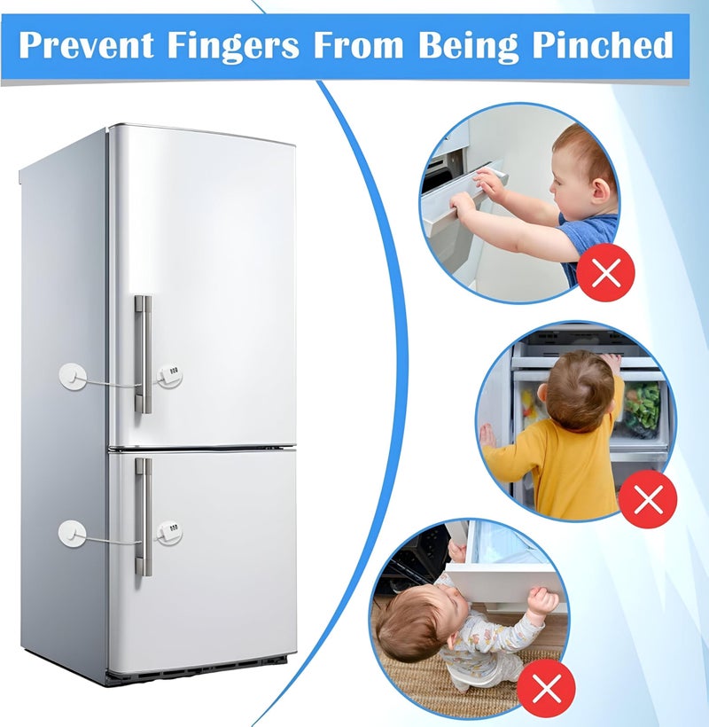 Drawer Safety Lock - 3-Digit Code Adhesive Lock for Fridge, Freezer, Cabinets, and Drawers, Clean White Appearance - Image 2