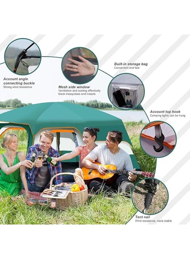 BlueFire New 8-12 Person Automatic Double Layer Camping Tent - 2 Bedrooms & Living Room Family Cabin Tent, Waterproof PU6000mm, Sunproof UV50+, Easy Setup 5-Minute Portable Outdoor Tent for Family Camping & Beach Trips - Image 5