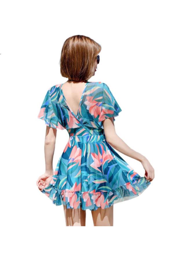 Skin-friendly Swimsuit For Women, Conservative, Slimming, Concealing, Fashionable, Plus Size, One-Piece Dress Style, Slimming, Suitable For Beach And Hot Springs - Image 2