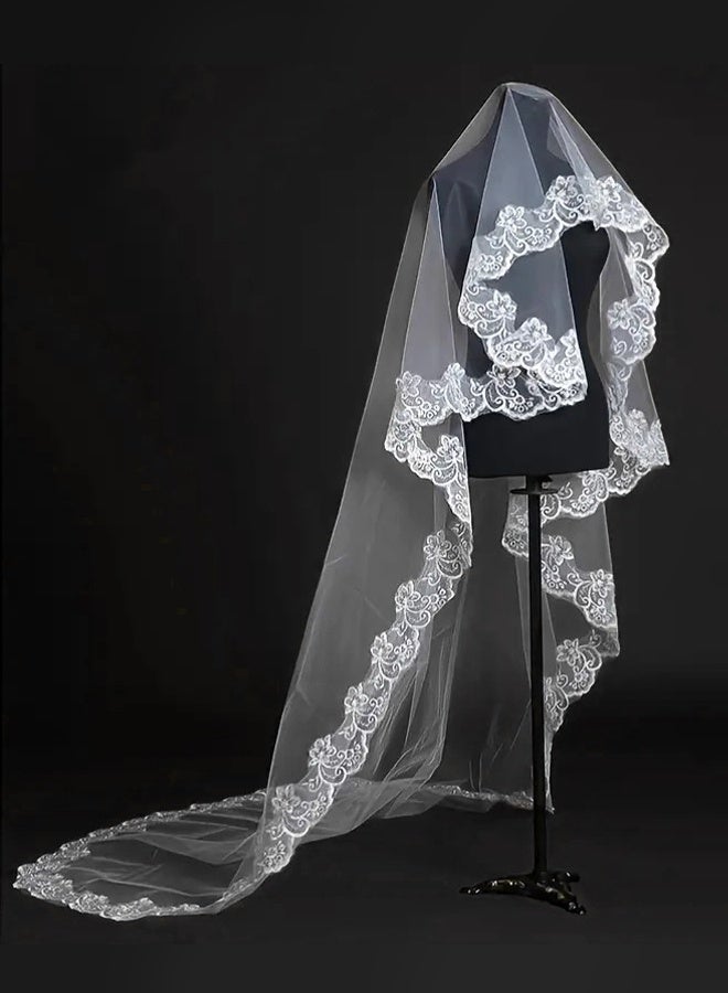 White lace veil with train, 3 m - Image 2