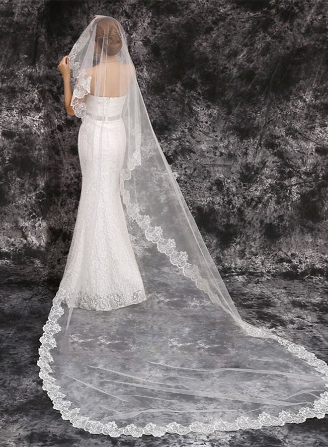 White lace veil with train, 3 m - Image 3