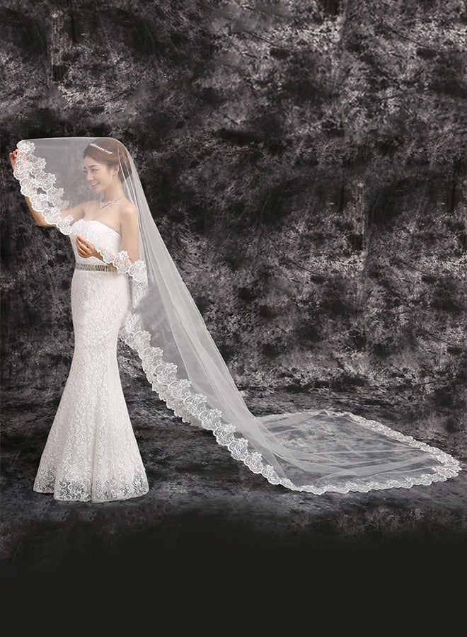 White lace veil with train, 3 m - Image 4