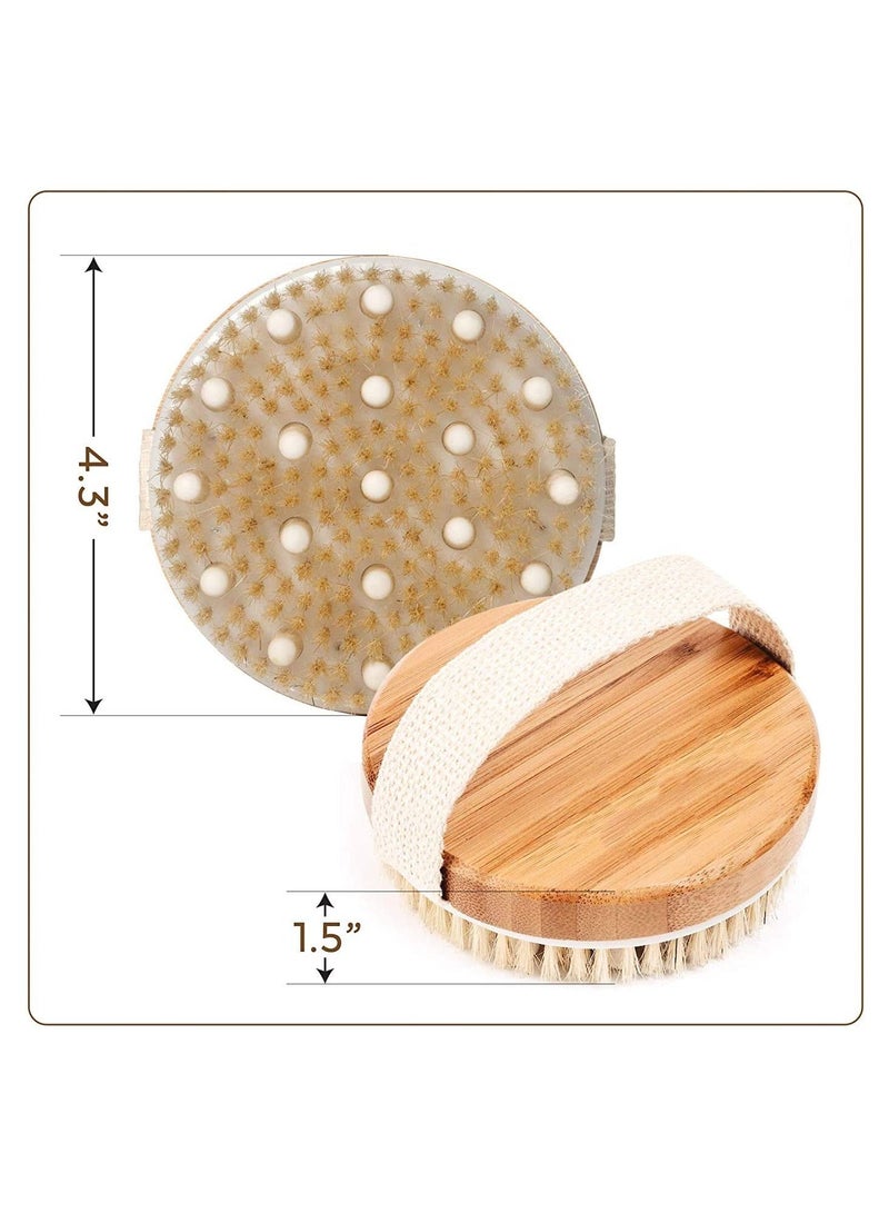 SYOSI Body Brush, Bath Shower Brush Exfoliating Cellulite Natural Bristle - Image 2