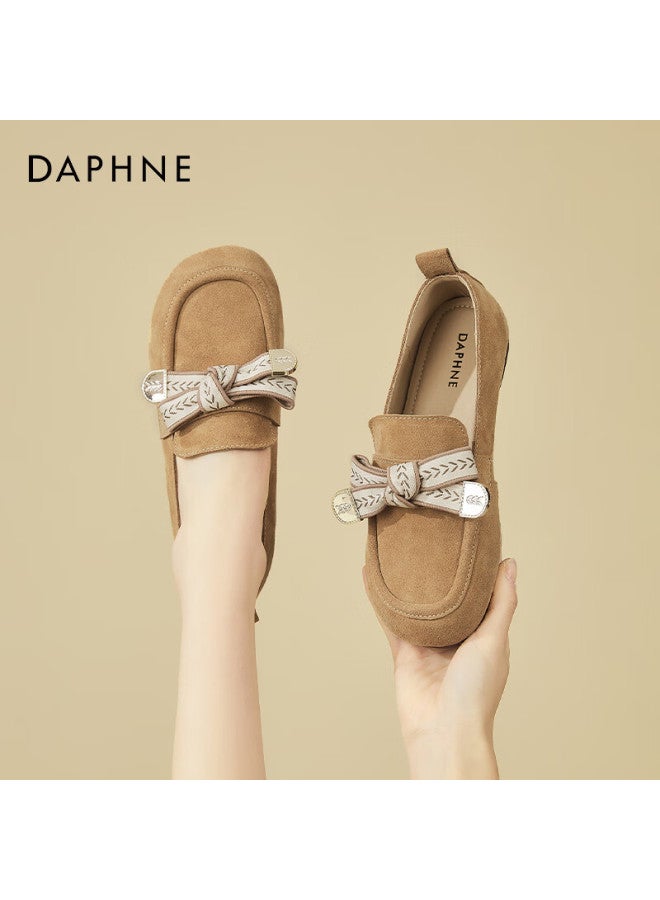 Daphne Suede Leather Birkenstock Sandals For Women, Fashionable Retro Flat Shoes, Versatile Comfortable Loafers, Camel Color, Size 40 - Image 1