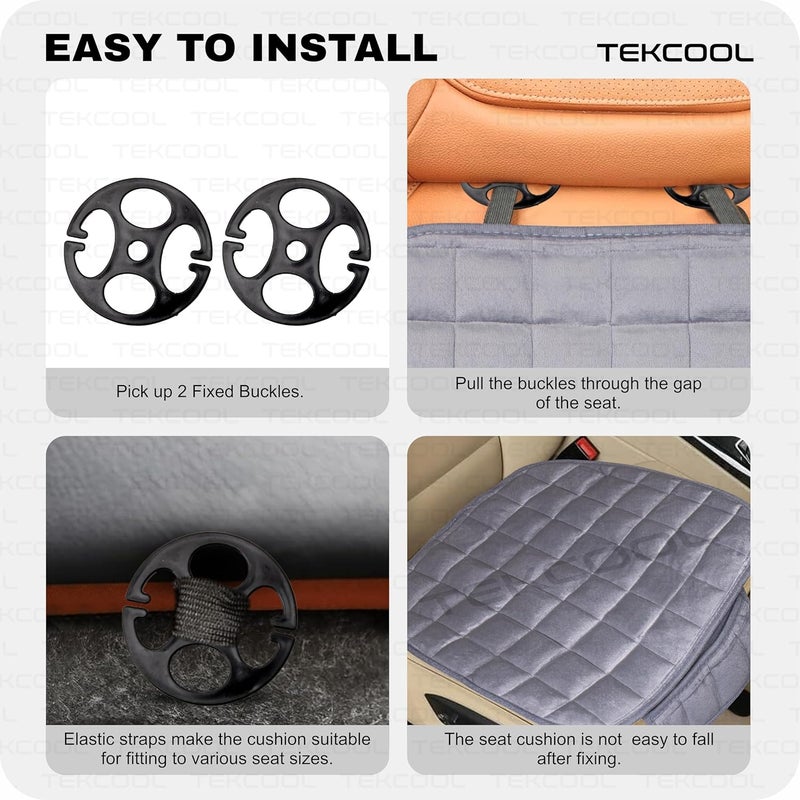 TEKCOOL Comfortable Ultra-Soft Memory Foam Car Seat Cushion Cover with Non-Slip Grip and Storage Pouch – Universal Fit, Easy-Care, All-Season (Gray Front 1PC) - Image 4