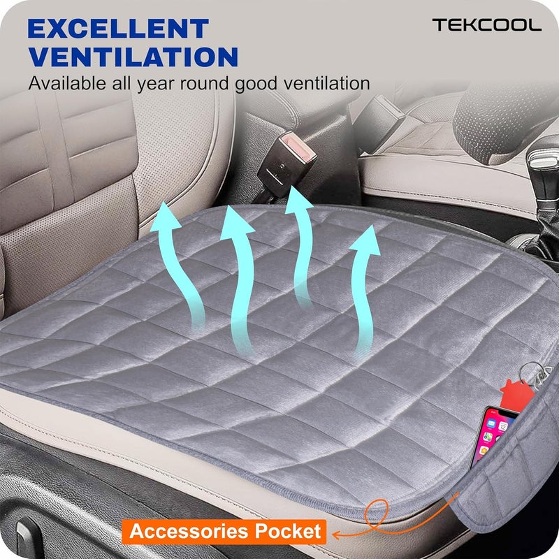 TEKCOOL Comfortable Ultra-Soft Memory Foam Car Seat Cushion Cover with Non-Slip Grip and Storage Pouch – Universal Fit, Easy-Care, All-Season (Gray Front 1PC) - Image 2