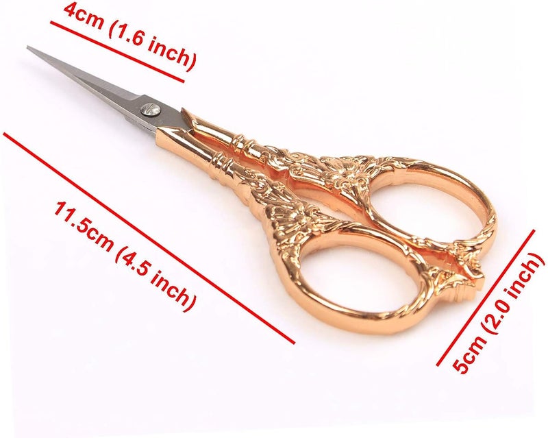 BIHRTC Vintage European Style Scissors Stainless Steel for Cross Stitch Cutting Embroidery Sewing Handcraft Craft Art Work DIY Tool(Rose Gold) - Image 2