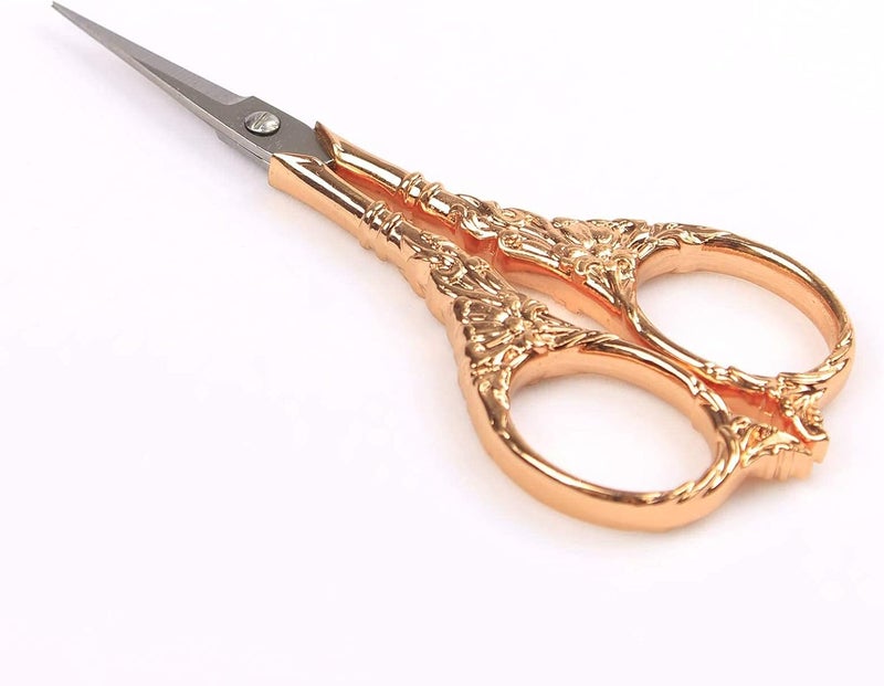 BIHRTC Vintage European Style Scissors Stainless Steel for Cross Stitch Cutting Embroidery Sewing Handcraft Craft Art Work DIY Tool(Rose Gold) - Image 5