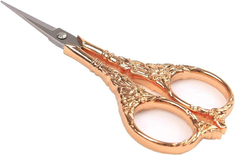 BIHRTC Vintage European Style Scissors Stainless Steel for Cross Stitch Cutting Embroidery Sewing Handcraft Craft Art Work DIY Tool(Rose Gold) - Image 1