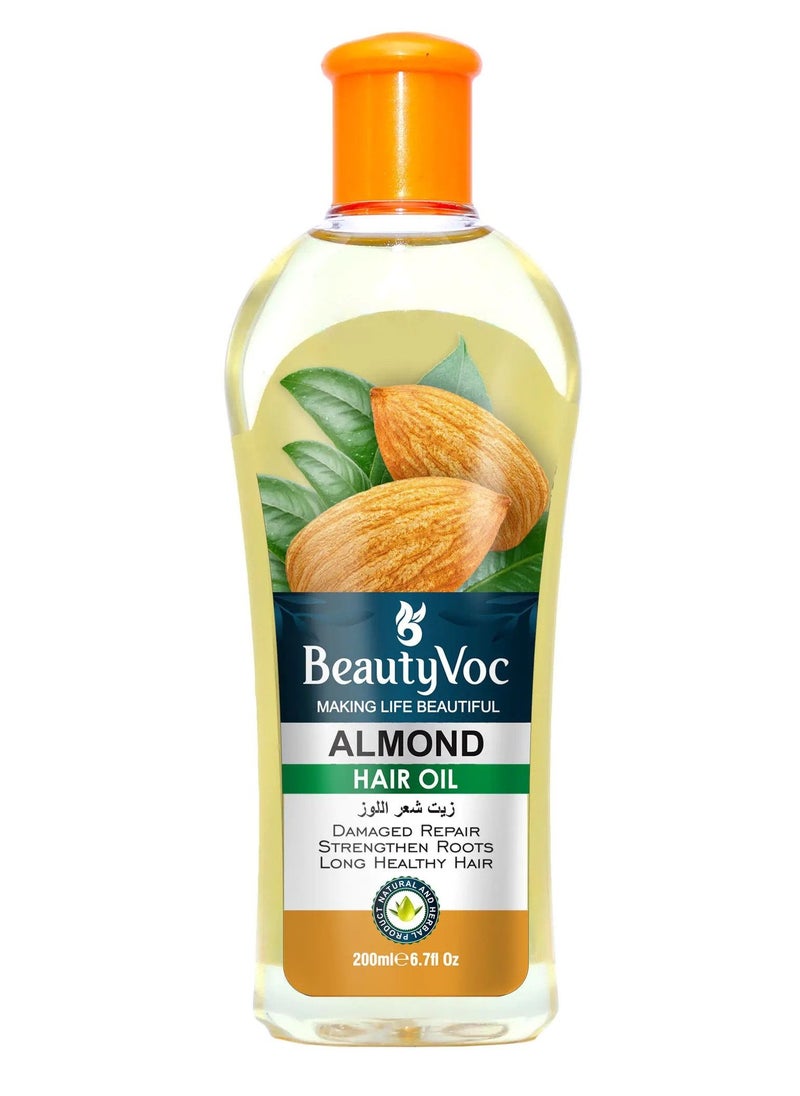 BEAUTY VOC Pure Almond Hair Oil for Nourishment and Revitalizing Dry and Damaged Hair, Promote Growth and Strengthen Hair, 200ml  - Image 2