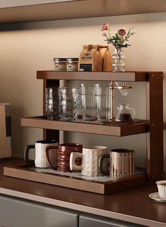 Forthcan 3-Tier Wooden Cup Organizer Rack, Multi-Functional Storage Shelf with Wood and Acrylic Design, Coffee Mug Holder for Kitchen, Bathroom, Home, and Coffee Bar - Image 3