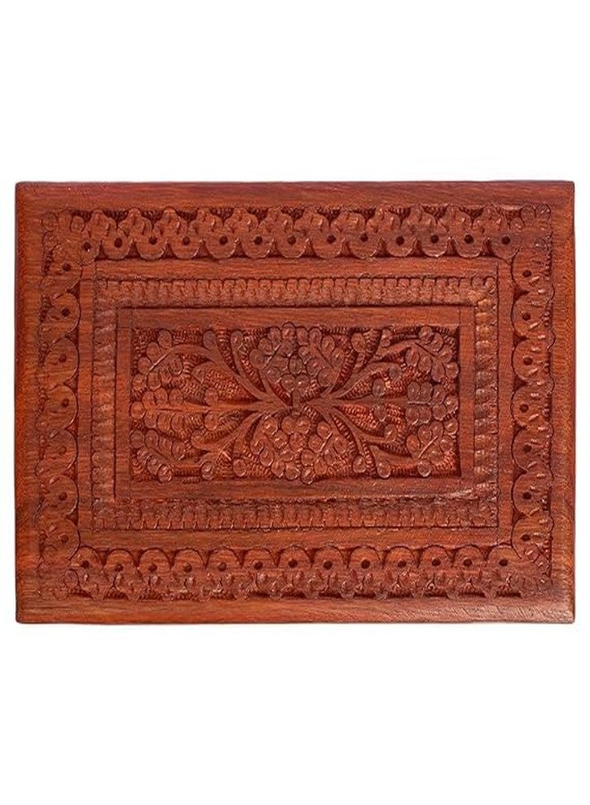 DECTEMS Handcrafted Floral Carving Wooden Jewellery Box Keepsake Storage Organizer | Unique Gift Idea for Women 8x5 Inch - Image 5