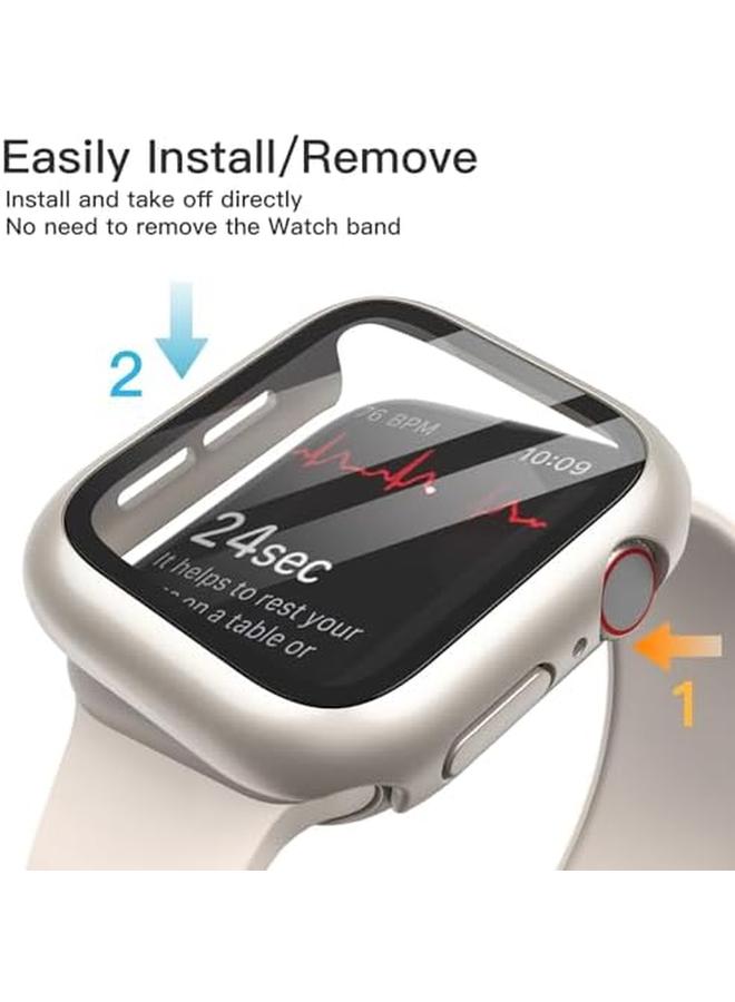Jetech Case With Screen Protector Compatible With Apple Watch Se 2022 2020 Series 6 5 4 44Mm Overall Protective Cover Built In Tempered Glass Film High Sensitivity 2 Pack Starlight - Image 4