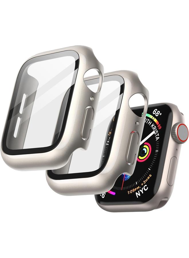 Jetech Case With Screen Protector Compatible With Apple Watch Se 2022 2020 Series 6 5 4 44Mm Overall Protective Cover Built In Tempered Glass Film High Sensitivity 2 Pack Starlight - Image 1